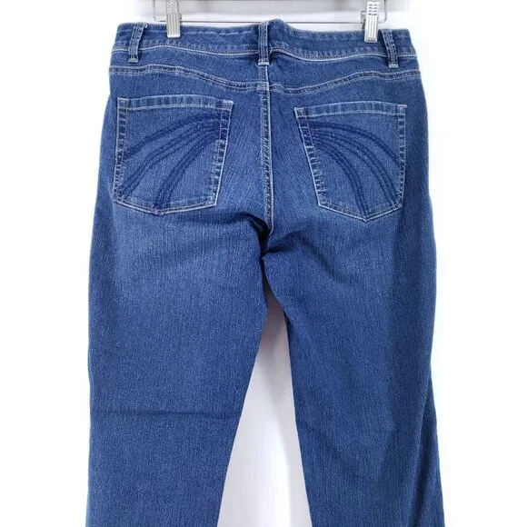 White House Black Market Womens Size 8 Straight Leg Denim Jeans Blue Mid-Rise - Picture 4 of 9